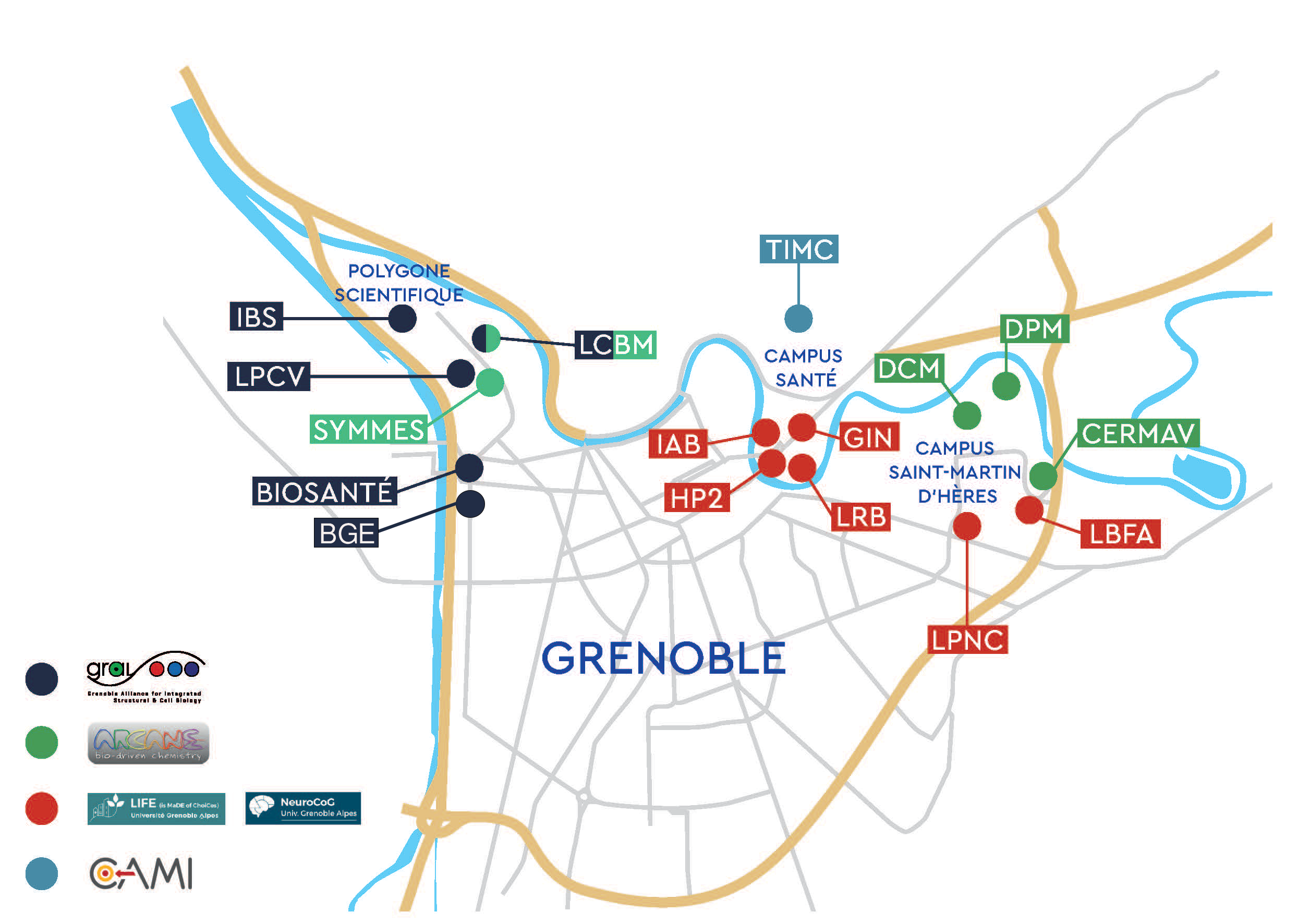 Mapping des 16 laboratoires du périmètre de la CBH